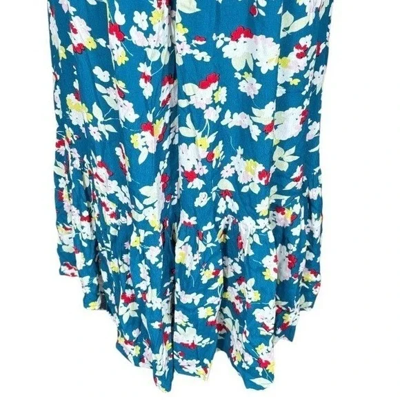 Anthropologie One‎ Shoulder Floral Maxi Dress Teal Ring Strap Petite 12P NWT - Picture 11 of 15